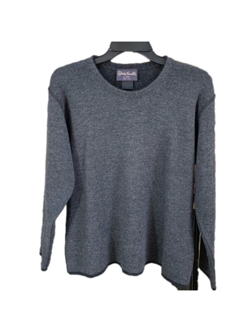 Shima Novelli Gray & Black Long Sleeve Wool Sweater